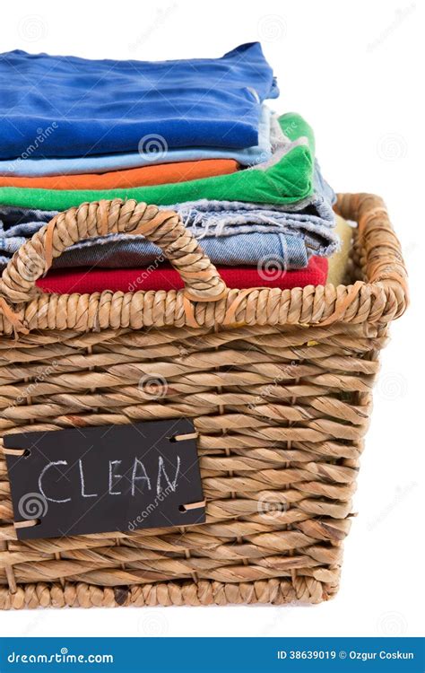 Washed Fresh Clean Clothes In A Laundry Basket Royalty Free Stock ...