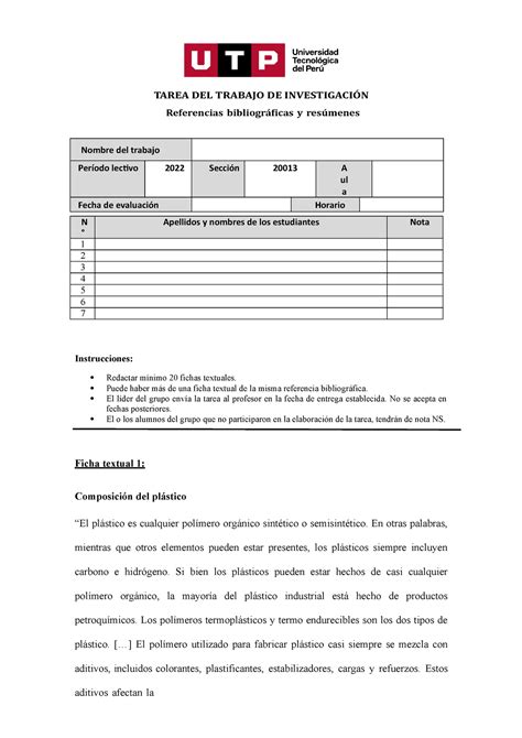 AC S11 Formato De Entrega De Tarea De Fichas Textuales 1 TAREA DEL