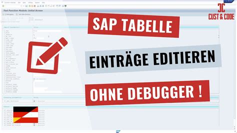 Sap Tabelle Eintr Ge Editieren Ohne Debugger Mit Fub Deutsch