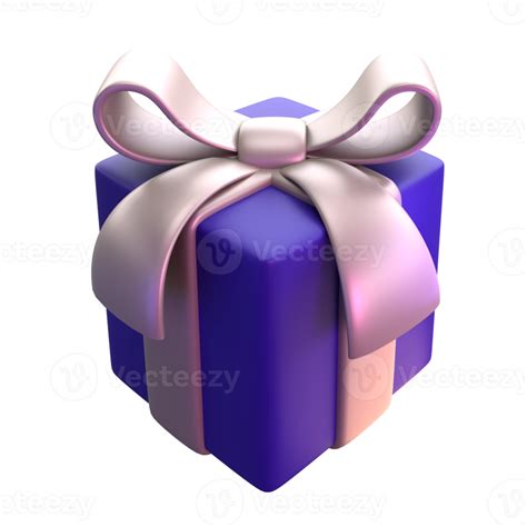 3d Rendering Purple T Box With Silver Bows For Birthday And