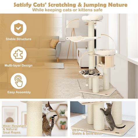 Buy Tangkula Modern Cat Tree Multi Level Large Cat Tower W Cat Condo