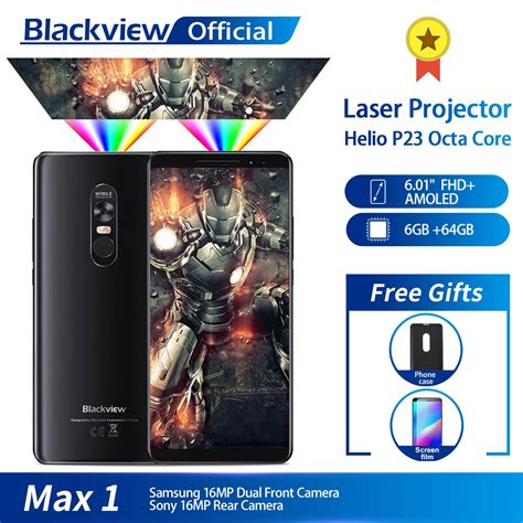 Blackview MAX 1 Projector Mobile Phone AMOLED 4680mAh Android 8 1 Mini