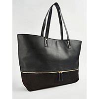 Black Contrast Zip Tote Bag | Women | George at ASDA