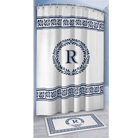 Monogram Bath Mat And Shower Curtain Set