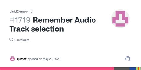 Remember Audio Track Selection Issue Clsid Mpc Hc Github