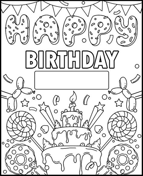 Happy birthday coloring page sheet