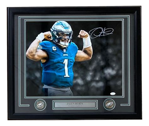 Jalen Hurts Signed Eagles Custom Framed Photo Jsa Pristine Auction