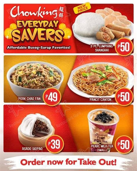 Menu At Chowking Restaurant Lapu Lapu City Marina Mall