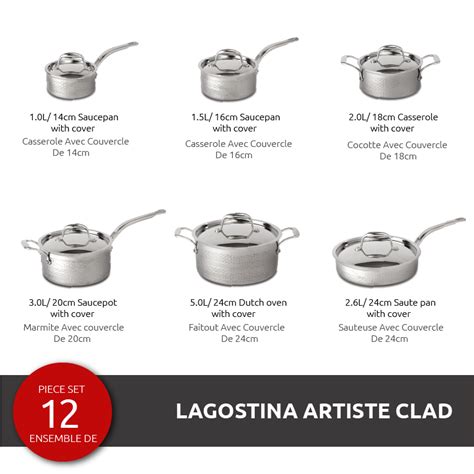 Lagostina Artiste-Clad Hand Hammered Stainless Steel Cookware Set, Oven Safe, 12-pc | Canadian Tire