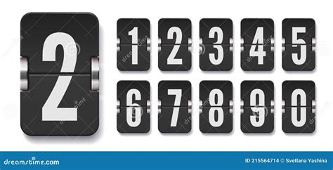 Set Of Flip Score Board Numbers With Shadows For Countdown Timer Or