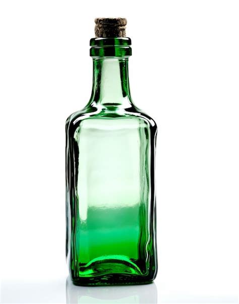 Premium Photo Green Glass Bottle With Metal Stopper On The Top Of It