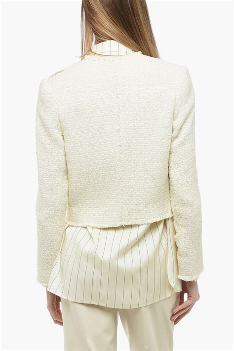 Etro Tweed Crop Blazer With Logoed Buttons Damen Glamood Outlet