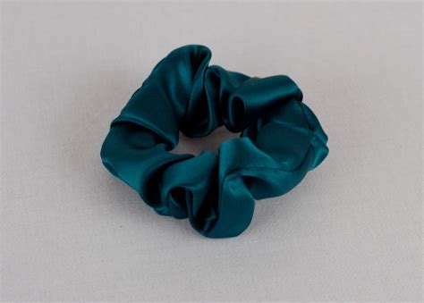 Pure Silk Hair Scrunchie Peacock Blue Charmeuse Small Regular And