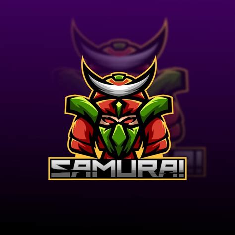 Modelo De Logotipo Do Mascote Samurai Esport Vetor Premium