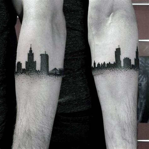 70 Bright City Skyline Tattoo Designs For Men 2023 Guide