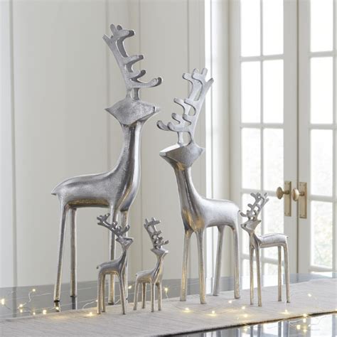 Silver Holiday Reindeer Decoration Crate And Barrel Silver Christmas