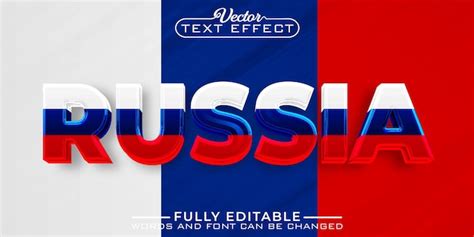 Premium Vector Russia Flag Vector Editable Text Effect Template