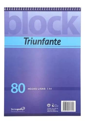 Block De Hojas Lisas A4 Con Espiral 80 Hojas Triunfante MercadoLibre