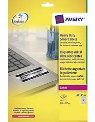 Avery Laser L6013 Heavy Duty Silver Labels 1 Per Sheet