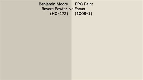 Benjamin Moore Revere Pewter HC 172 Vs PPG Paint Focus 1008 1 Side