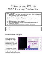 Understanding Rgb Color Image Combination In Astronomy Lab Course Hero