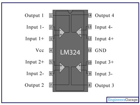 LM324 IC Pin Diagram & Description| LM324N Datasheet - EngineersGarage