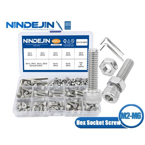 Nindejin Hexagon Hex Socket Bolts Cup Head Screw Stainless Steel