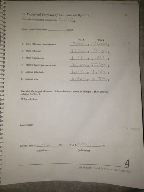 Solved 52 B Empirical Formula Of Alum Trial 1 Trial 2 1 2 Chegg