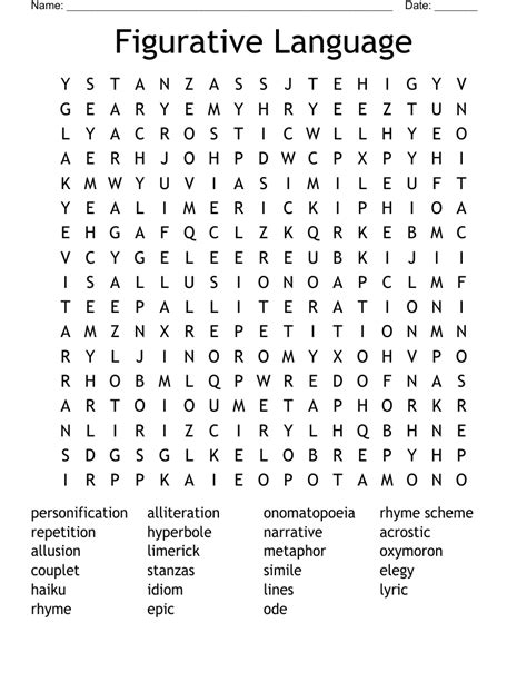 Figurative Language Word Search Wordmint