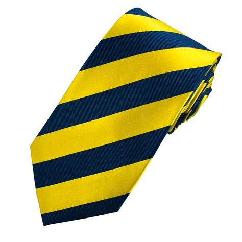 Yellow Dark Blue Striped Men S Silk Tie From Ties Planet Uk