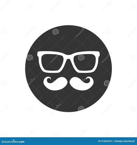 Bigote Y Gafas Signo Icono Blanco Negro Vector Icono Plano Ilustración