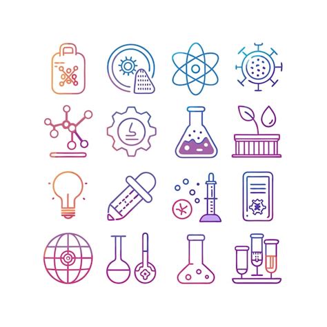 Science And Research Icon Set Vector Illustration Premium AI