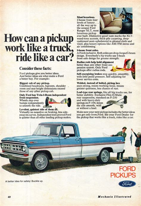 1971 Ford F Series Pick Up USA Original Magazine Advertisement Ford