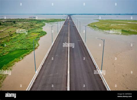 Aerial View Of Padma Bridge Over The Padma River Mawa Munsiganj