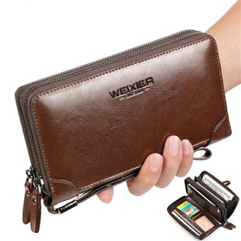 Weixier Business Men Long Wallet Pu Leather Clutch Wallets Men Hand Bag