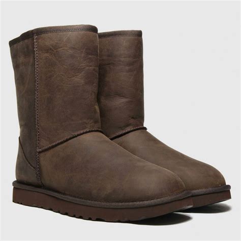 Womens Dark Brown Ugg Classic Short Ii Leather Boots Schuh