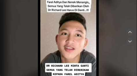 TikTokers Farel Aditya Diminta Ganti Rugi Dokter Richard Lee Rp40 Juta