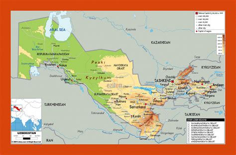 Physical map of Uzbekistan | Maps of Uzbekistan | Maps of Asia | GIF ...