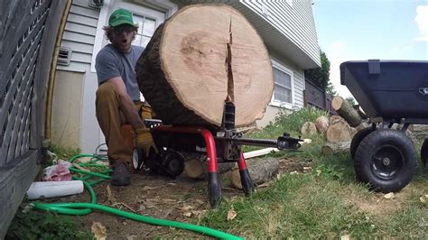 Homelite 5 Ton Electric Log Splitter Review 25 In Oak Log Youtube