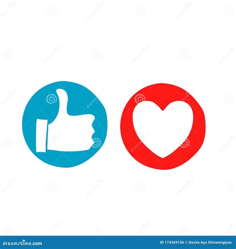 Hand Drawn Thumb Up And Heart Icon Vector Like And Love Icon Ready