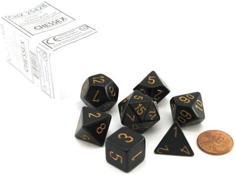 Chessex Opaque Polyhedral Dice Set Blackgold 7 Dice