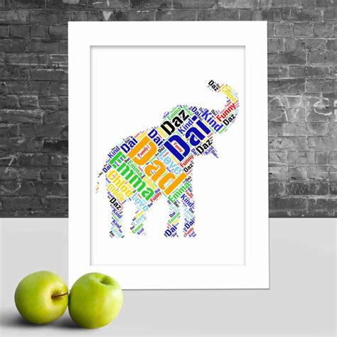 Personalised Elephant Word Art Print Word Art Prints Word Art App