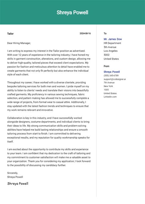 Tailor Cover Letter Example For 2024 Proven Tips Cvdesignerai