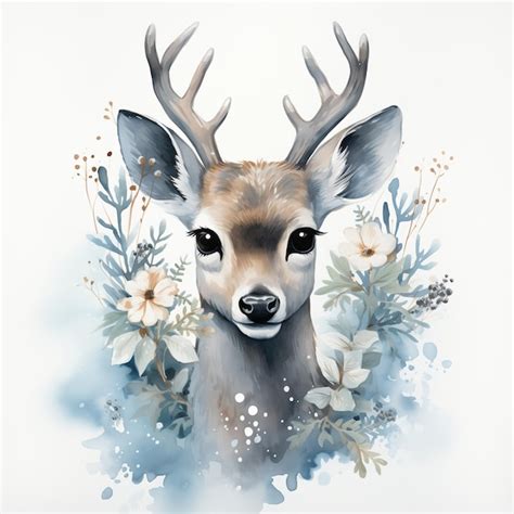 Premium Ai Image There Is A Deer With Antlers And Flowers On Its Head