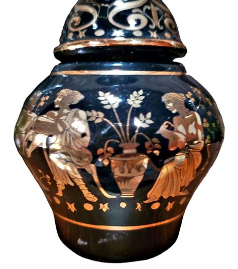 Porcelain Greek Perfume Bottle With Vaporiser Hand Made Hand Painted