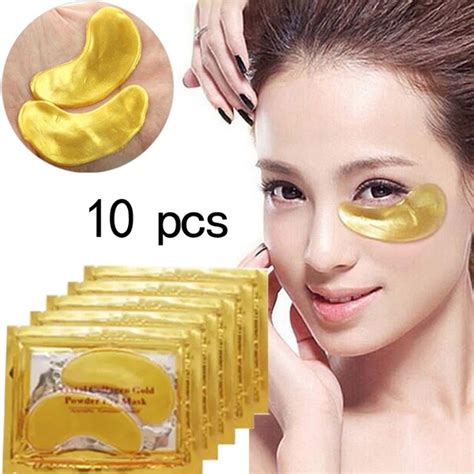 10pcs Natural Crystal Collagen Gold Powder Eye Mask Anti Aging Face