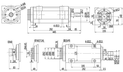 Spindle Combination 08 Motor Bt40 Cnc Machines