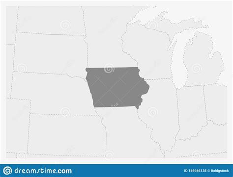 Karte Von Usa Mit Hervorgehobener Iowa Staatskarte Vektor Abbildung