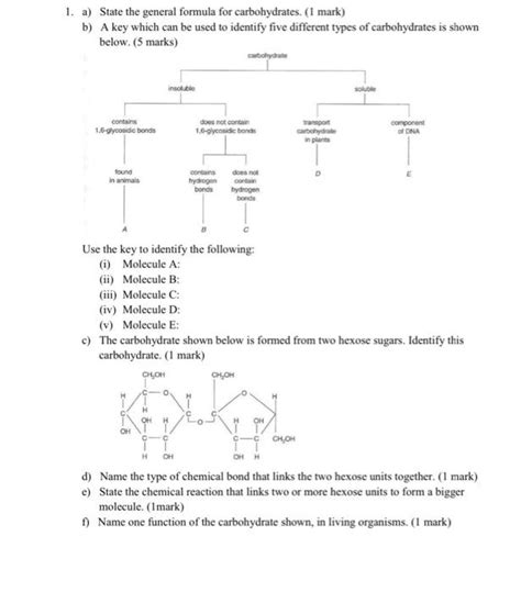 Solved A State The General Formula For Carbohydrates Chegg