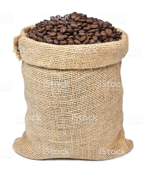 Roasted Coffee Beans In A Burlap Sack Sackcloth Bag With Coffee